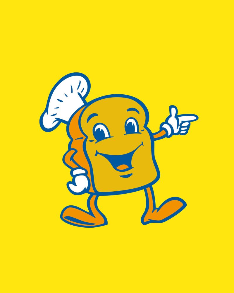 Brandt Zwieback, drei Illustrationen für Broschüre auf gelbem Hintergrund, Koch/Bäcker, Maler, Ritter Brandt Zwieback, drei Illustrationen für Broschüre auf gelbem Hintergrund, Koch/Bäcker, Maler, Ritter