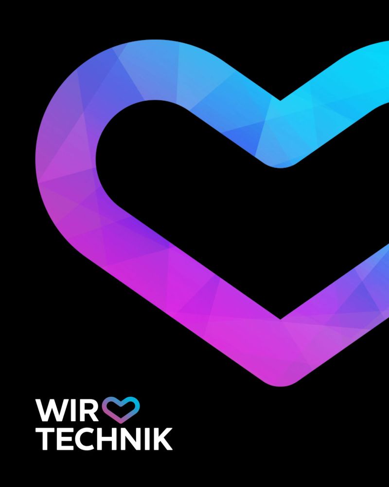 Wir lieben Technik Logo auf schwarzem Hintergrund, Elektrofachmarkt Wir lieben Technik Logo auf schwarzem Hintergrund, Elektrofachmarkt