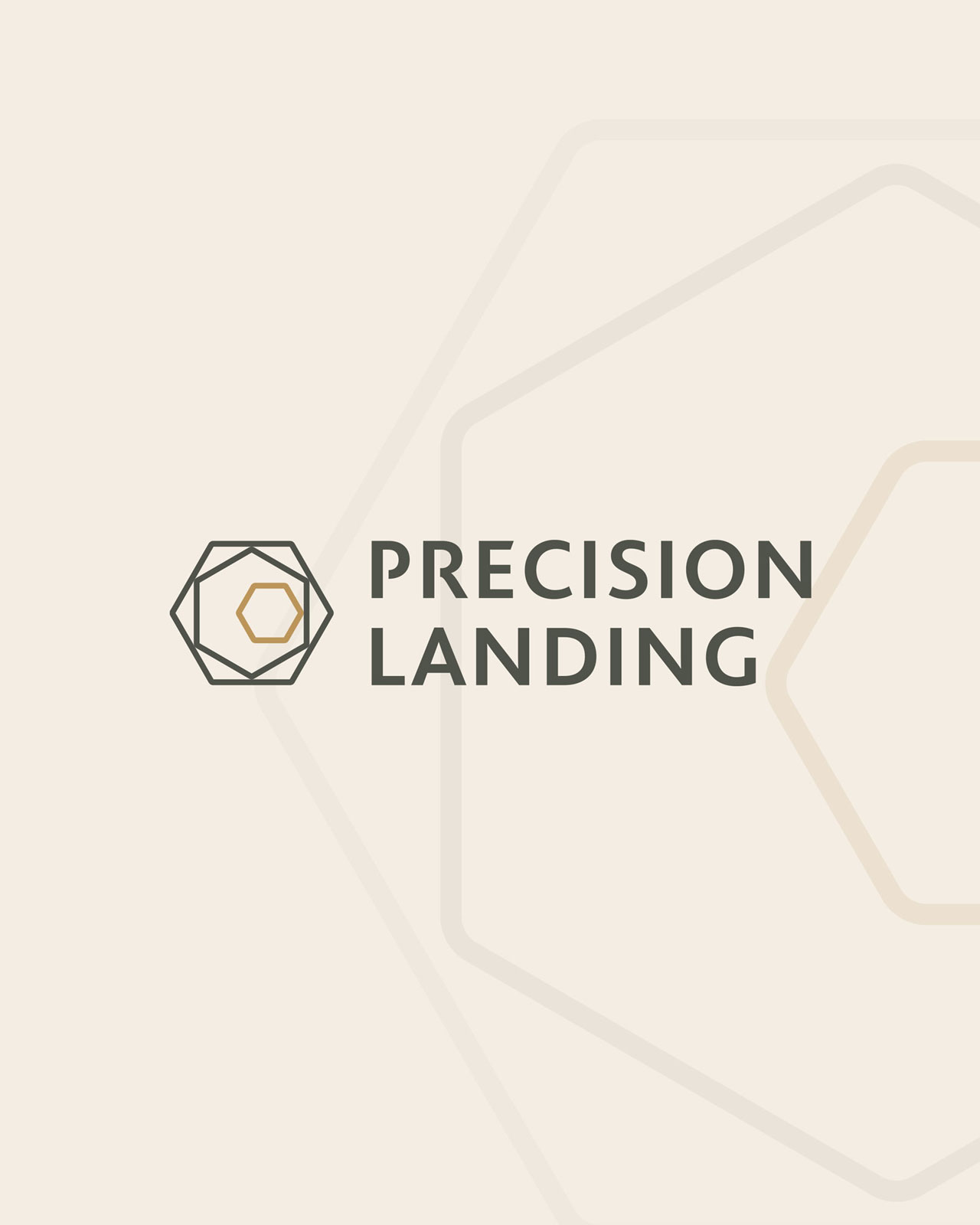 Precision Landing Logo auf beigem Hintergund