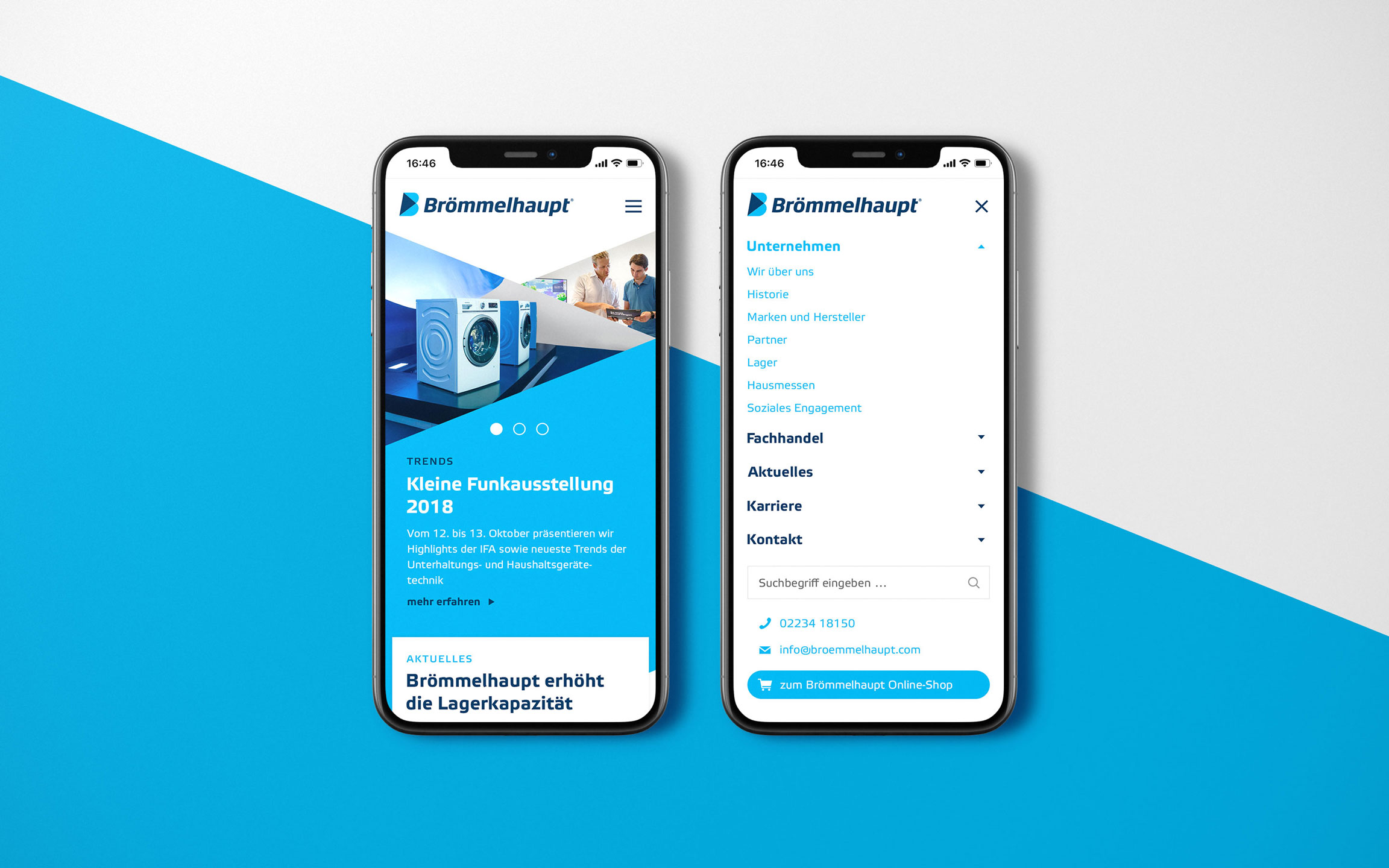 Brömmelhaupt Logo und Webseite als Mockup auf einem Smartphone Brömmelhaupt Logo und Webseite als Mockup auf einem Smartphone