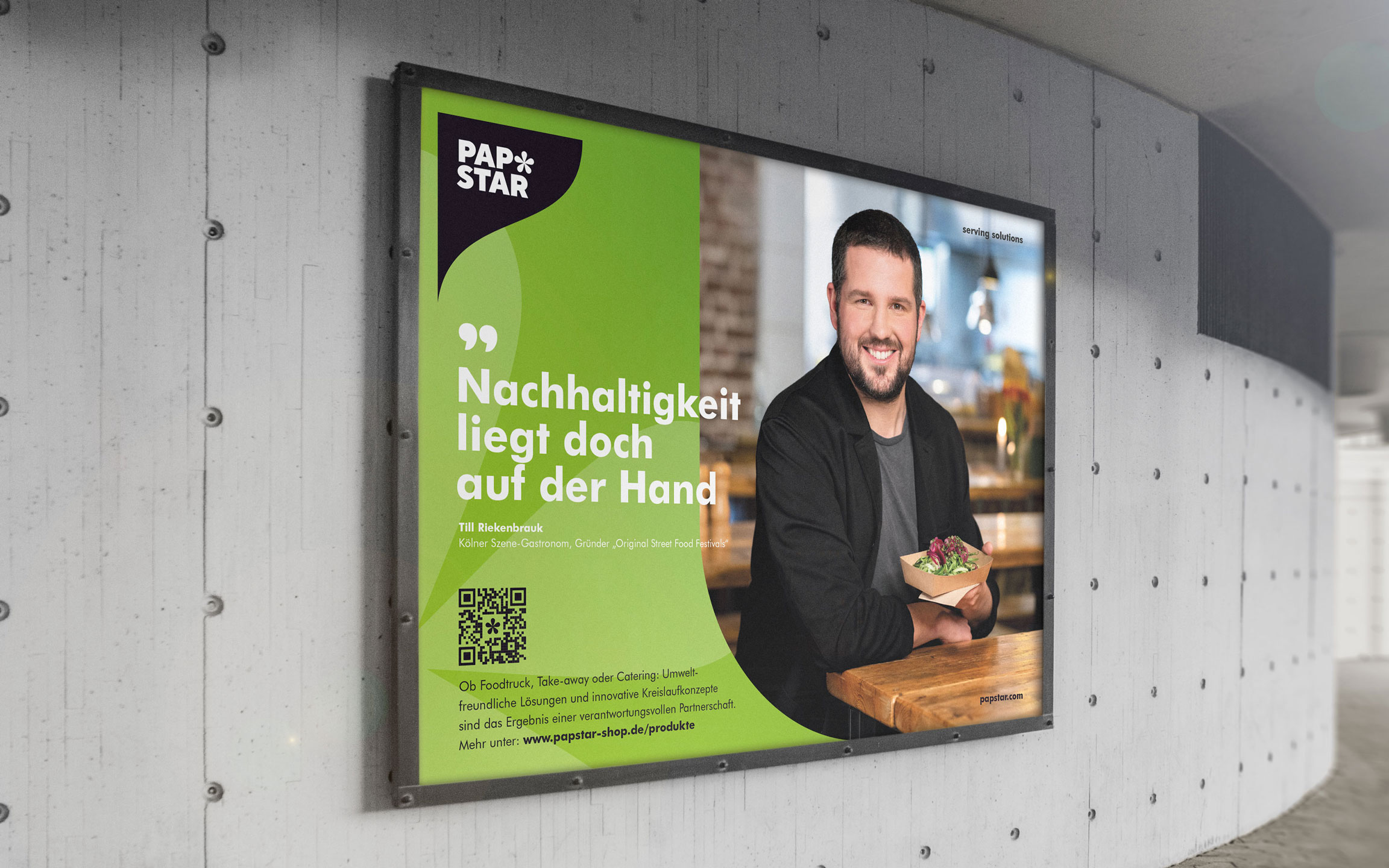 Papstar Plakat Kampagne mit Testimonials, Till Riekenbrauk, Thema Nachhaltigkeit Papstar Plakat Kampagne mit Testimonials, Till Riekenbrauk, Thema Nachhaltigkeit